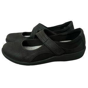 Clarks Sillian Bella Mary Jane Cloudsteppers Black Synthetic Nubuck Size 9 M EUC